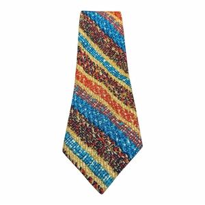 Ruth Parker Handmade Tie with Blue, Red, and Yellow Stripes